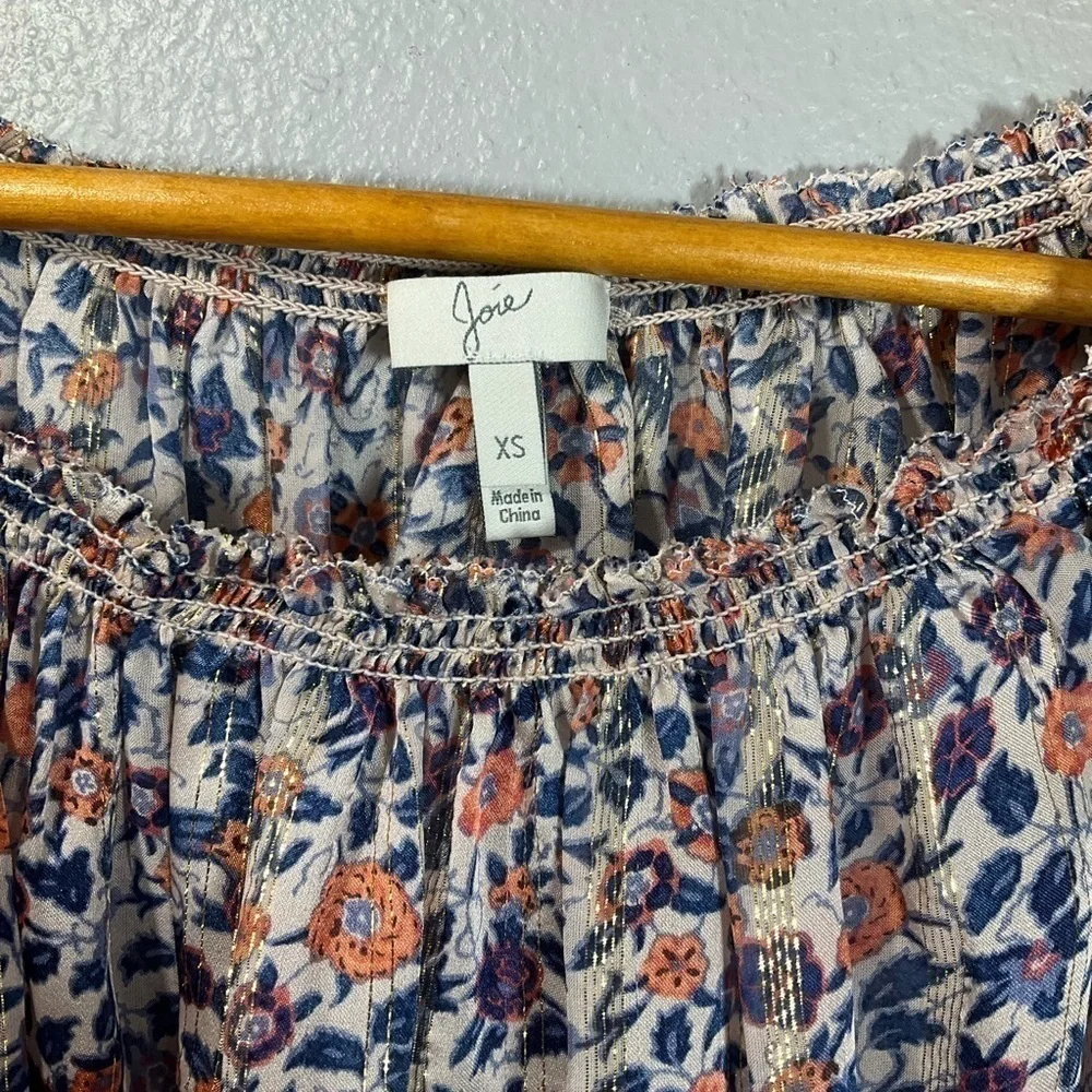 JOIE Bamboo Off-the-shoulder Striped Blouse In Light Apricot size XS T20